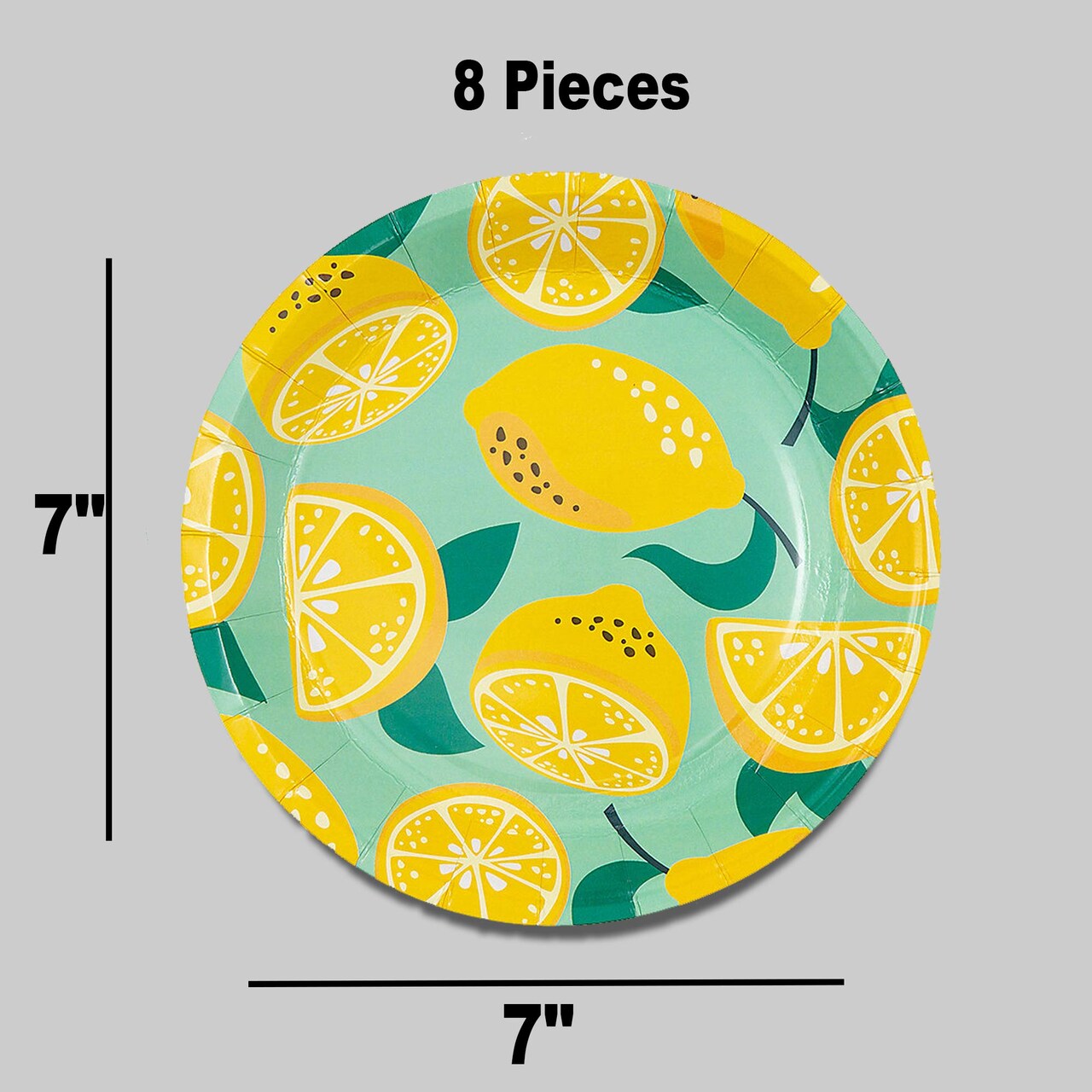 8 Count Lemon Party Paper Dessert Plates 7-Inch Citrus Design Plates
